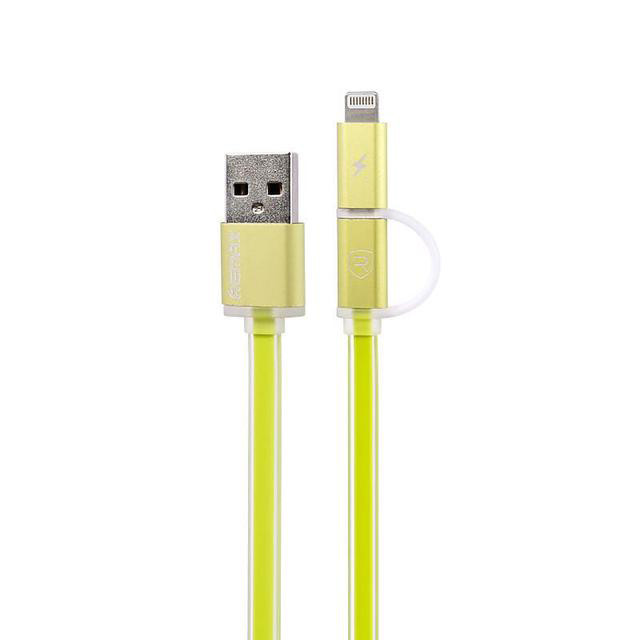 USB кабель Remax Aurora Combo Lightning/microUSB, 1m green