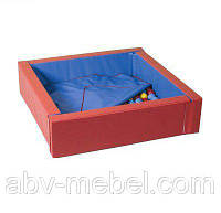 Сухой бассейн с матом 110x110 без шариков кожзам Красный/Синий (Tia-sport TM)