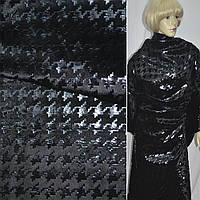 Хутро штучне чорне коротковорсове зі штампом гусяча лапка ш.160