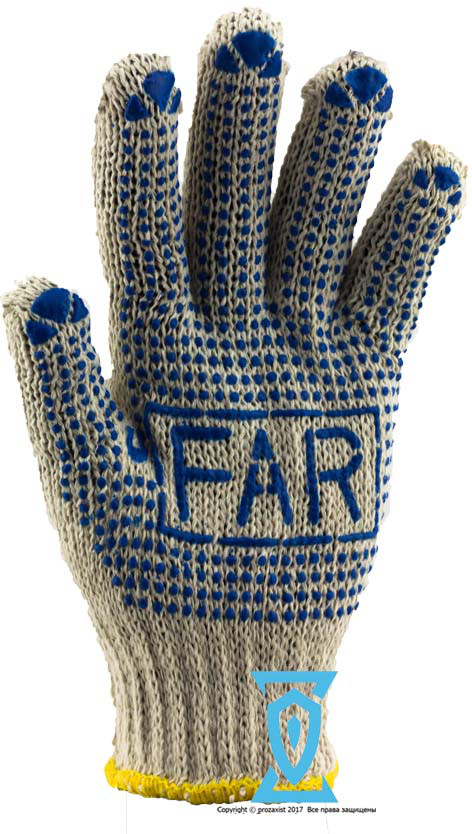 Рукавички робочі х/б біла з пвх покриттям ФАР FAR - фото 1 - id-p22445931