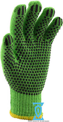 Рукавички робочі х/б зелена з пвх покриттям (Польща), фото 2