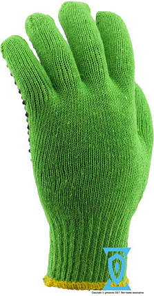 Рукавички робочі х/б зелена з пвх покриттям (Польща), фото 2