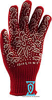 Перчатки рабочие цветок красный "Doloni арт.622" (Украина)
