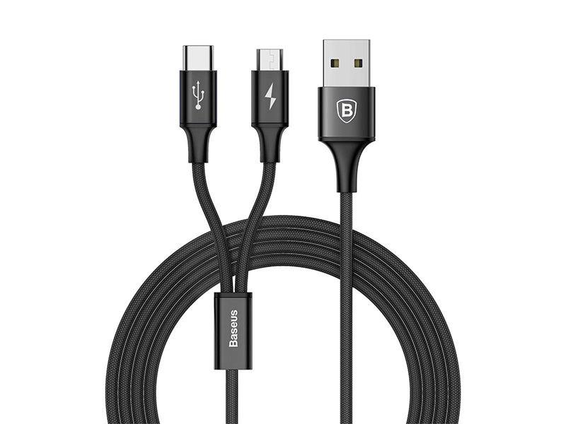 USB кабель Baseus Rapid Series 2-in-1 MicroUSB+Type-C - Black