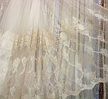 Тюль у зал, спальню з вишивкою фатин молоко-золото "Рошель" Туреччина, фото 2