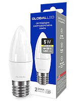 Светодиодная лампа GLOBAL 1-GBL-131 C37 5W 3000К E27 220V АР Код.58604