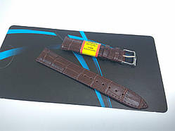 Шкіряний ремінець для наручних годинників — темно-коричневий — "Modeno" 18 мм