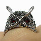 Кільце під Біле Золото Сова в Чорних Стразах, Сталь, Розміри 17, 18, 19. Амулет, Оберег, Талісман, Прикраса, фото 10