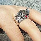 Кільце під Біле Золото Сова в Чорних Стразах, Сталь, Розміри 17, 18, 19. Амулет, Оберег, Талісман, Прикраса, фото 6