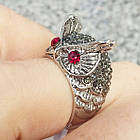 Кільце під Біле Золото Сова в Чорних Стразах, Сталь, Розміри 17, 18, 19. Амулет, Оберег, Талісман, Прикраса, фото 7