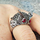Кільце під Біле Золото Сова в Чорних Стразах, Сталь, Розміри 17, 18, 19. Амулет, Оберег, Талісман, Прикраса, фото 8