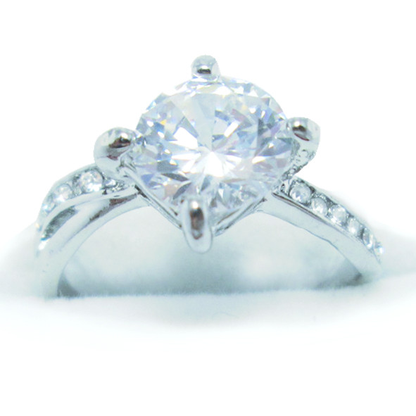 Каблучка під Біле Золото з Фианитом, Крапановая Закріпка. Розміри 17, 18, 19, фото 1