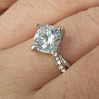 Каблучка під Біле Золото з Фианитом, Крапановая Закріпка. Розміри 17, 18, 19, фото 4