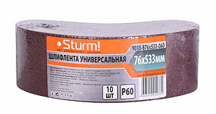 Шліфувальна стрічка, Шліфстрічка (75х457мм, Р60, 10шт) Sturm 9010-B76x533-060