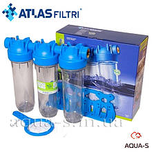 Фільтр-колби для холодної води Atlas Filtri DP TRIO TS Dn 1" 45° Висота 10" (трійна колба) ZA3320680/ZA14007