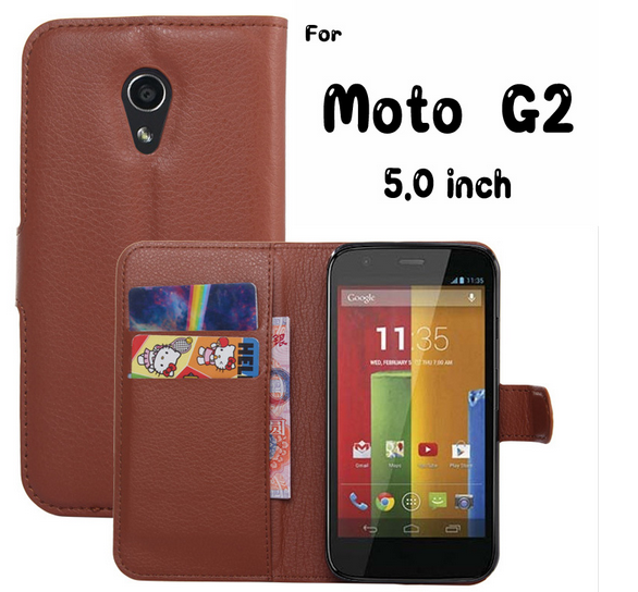 Кожаный чехол-книжка для Motorola moto G2 (5'') XT1068 XT1069 черный - фото 2 - id-p370207258