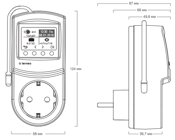 Программируемый розеточный терморегулятор Terneo Pro Z - фото 3 - id-p688395596