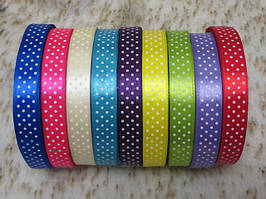 Стрічка атласна 1,5 см, горох