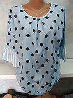 Женская блузка в горошек под резинку 48/50 размера