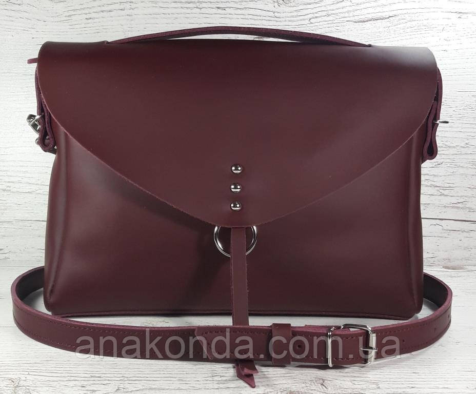 92-2 Сумка жіноча натуральна шкіра, марсала ультраматова