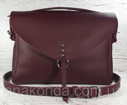 92-2 Сумка жіноча натуральна шкіра, марсала ультраматова, фото 1