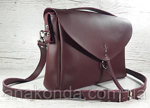 92-2 Сумка жіноча натуральна шкіра, марсала ультраматова, фото 3