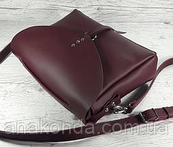 92-2 Сумка жіноча натуральна шкіра, марсала ультраматова, фото 2