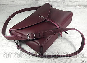 92-2 Сумка жіноча натуральна шкіра, марсала ультраматова, фото 4