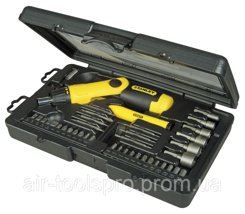 Викрутка "Pistol Grip Ratchet" з храповим механізмом, набір 38 шт, STANLEY