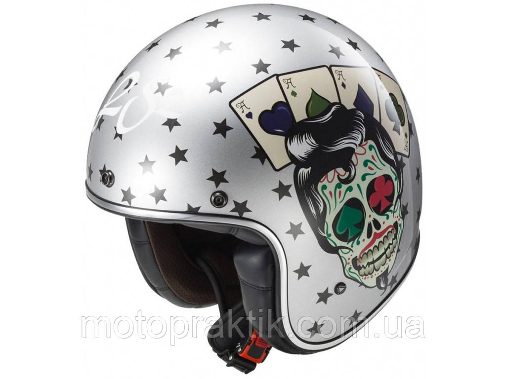 LS2 OF583 TATTOO, GLOSS SILVER, XS, Мотошолом лицевик