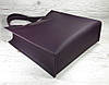 282 Натуральна шкіра фіолетова Сумка-пакет на підкладці, баклажанова Сумка-шопер шкіряна сумка фіолетова, фото 5