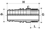 Штуцер HN61 d. 20x1/2" ПВХ із зовнішньою різзю, фото 2