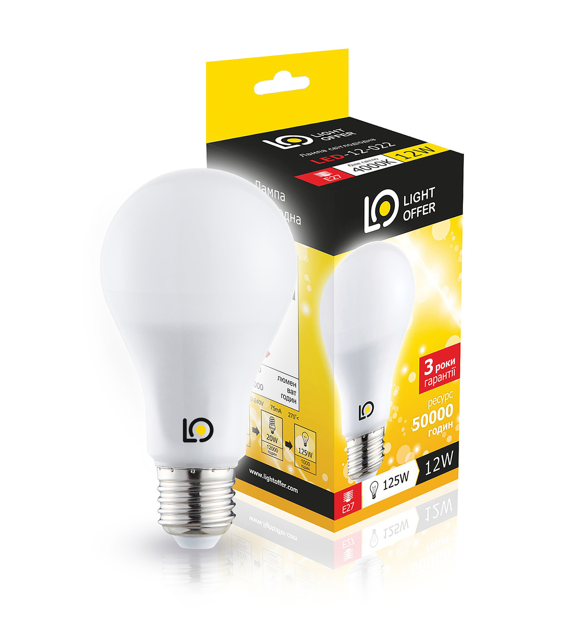 Світлодіодна лампа Light Offer LED A65 12 W E27 4000 K 1350 Lm (LED — 12 — 022)