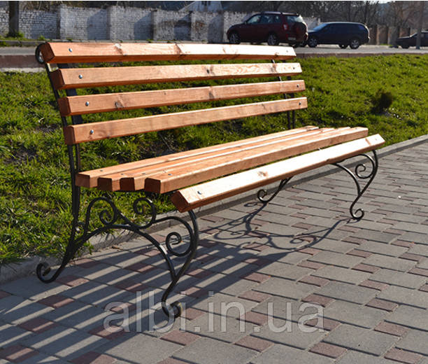 Лава з металу Славута, лавка з дерева, дерев'яна лавка 1.5м