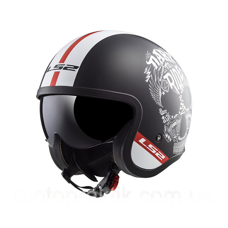 LS2 OF599 SPITFIRE INKY, MATT BLACK WHITE, XS Мотошолом лицевик