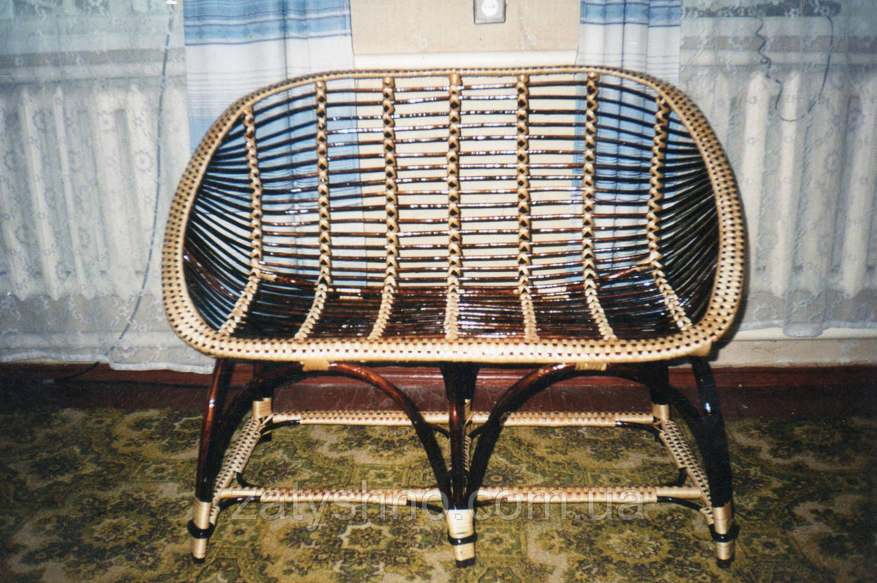 Диван двомісний чорний із лози