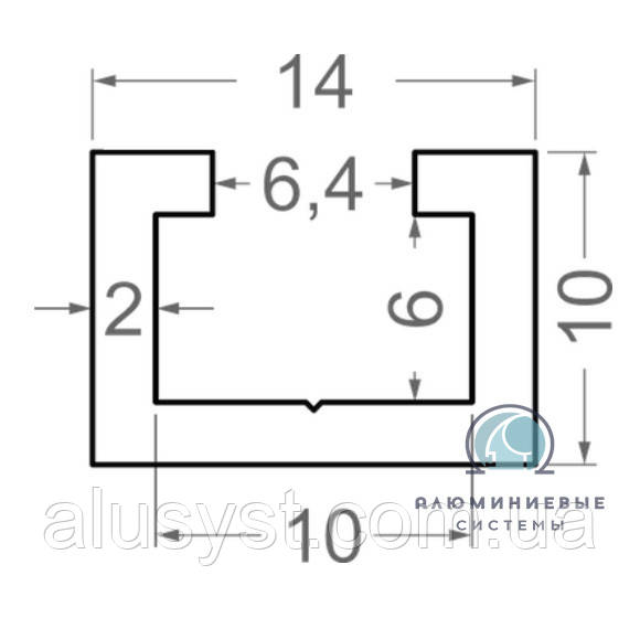 Т трек 14х10 / 1 метр / під болт М6 / Без покриття - фото 2 - id-p688926673