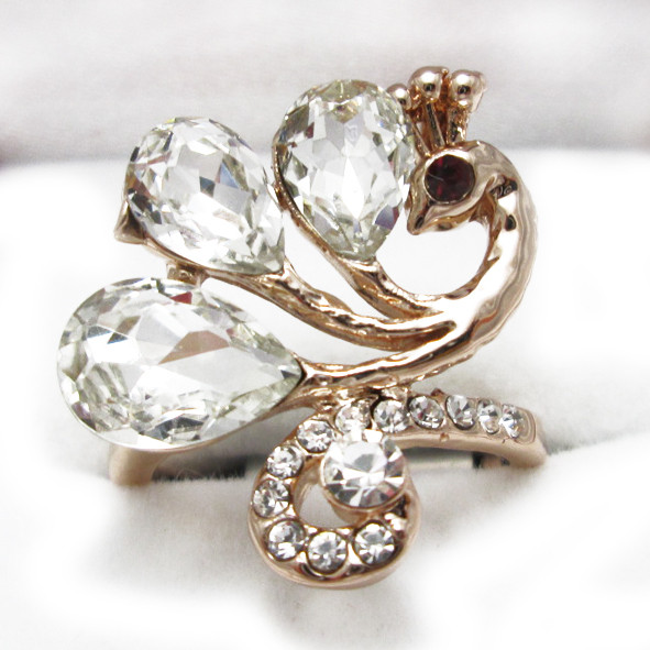 Каблучка Жар-Птиця, під Золото 14К з Білими Стразами, Каблучки, Біжутерія, 17, фото 1