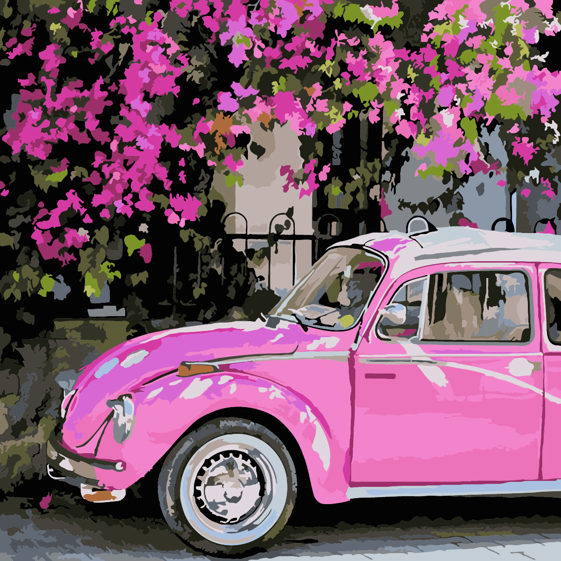 Живопись по номерам Розовое авто ArtStory AS0224 40 х 40 см (без коробки) - фото 1 - id-p689086888