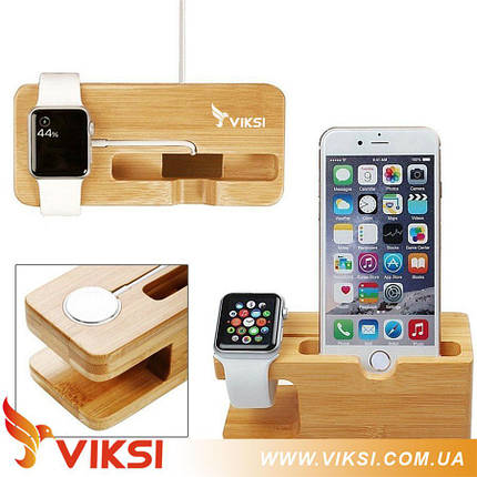 Підставка-органайзер Eco з дерева для Apple Watch та iPhone, фото 1