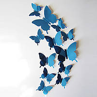 Метелики 3Д (дзеркальні сині) - набір 12 штук