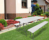 Складний садовий стіл 180см + 2 лавки! Хороший комплект для виїзду на природу або в дома у саду чи альтанки, фото 3