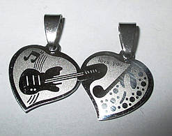 Кулон "Гітара та серце, пара"