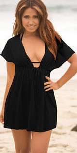 Туніка пляжна чорна шифонова, фото 1