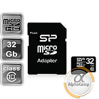 Картка пам'яті microSD 32Gb Silicon Power SDHC (class 10) з адаптом. (SP032GBSTH010V10-SP)