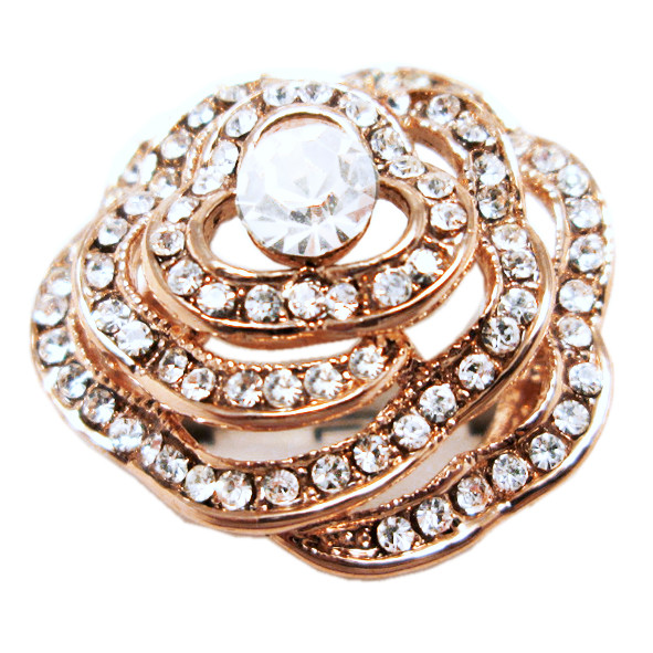Каблучка Жіноча Квітка під Рожеве Золото 14К з Білими Фіанітами, Позолочені Каблучки, Біжутерія 17, фото 1