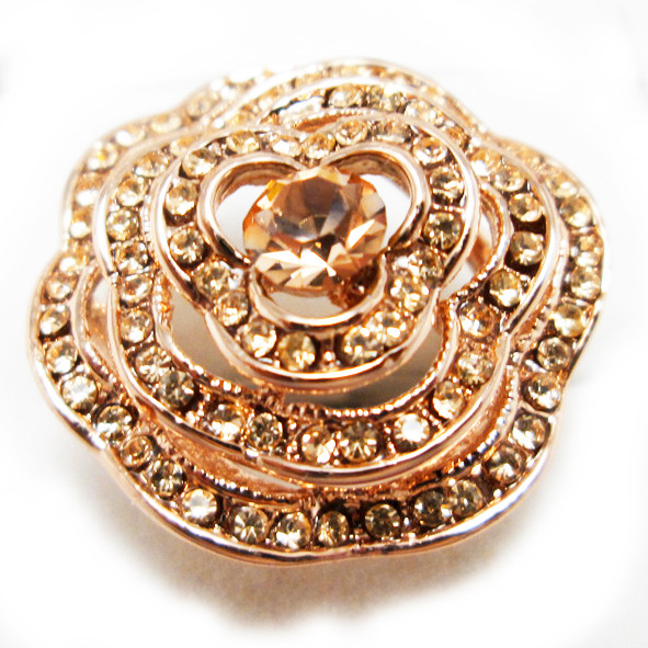 Каблучка Жіноча Квітка під Рожеве Золото 14К з Золотистими Фіанітами, Каблучки Позолота, фото 1