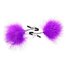 Затискачі бдсм для сосків з пір'їнками пухнасті Feather Nipplettes 2 штуки пух різних кольорів, фото 4