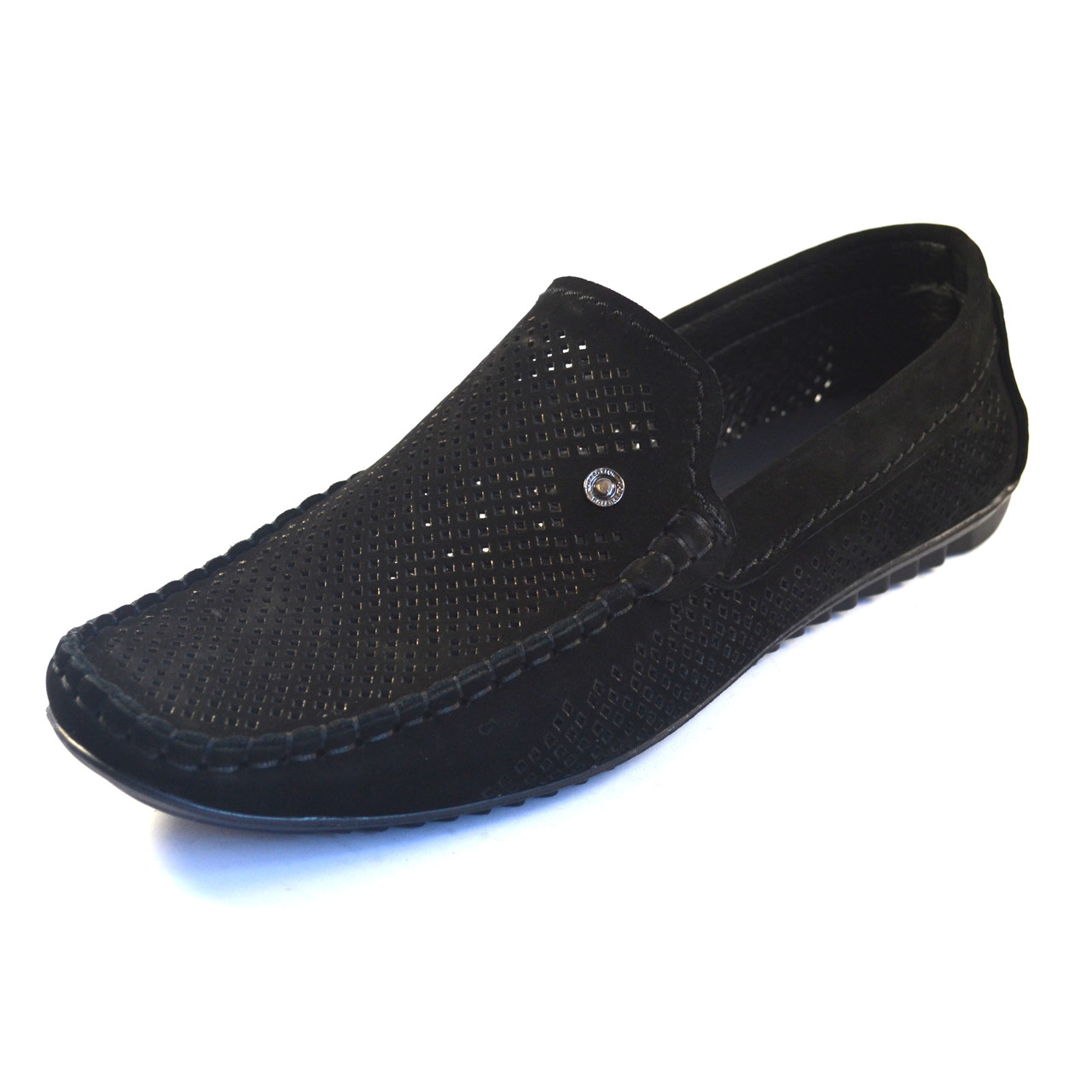 Літні мокасини замшеві чорні в сіточку чоловіче взуття великих розмірів Rosso Avangard M4 Cross Black, фото 1