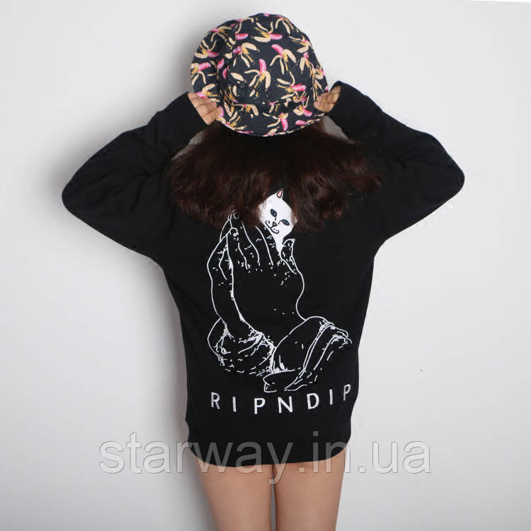 Чорний світшот ripndip cat logo | жіноча кофта